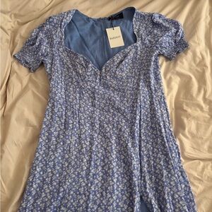 Bardot Blue and White Midi Dress